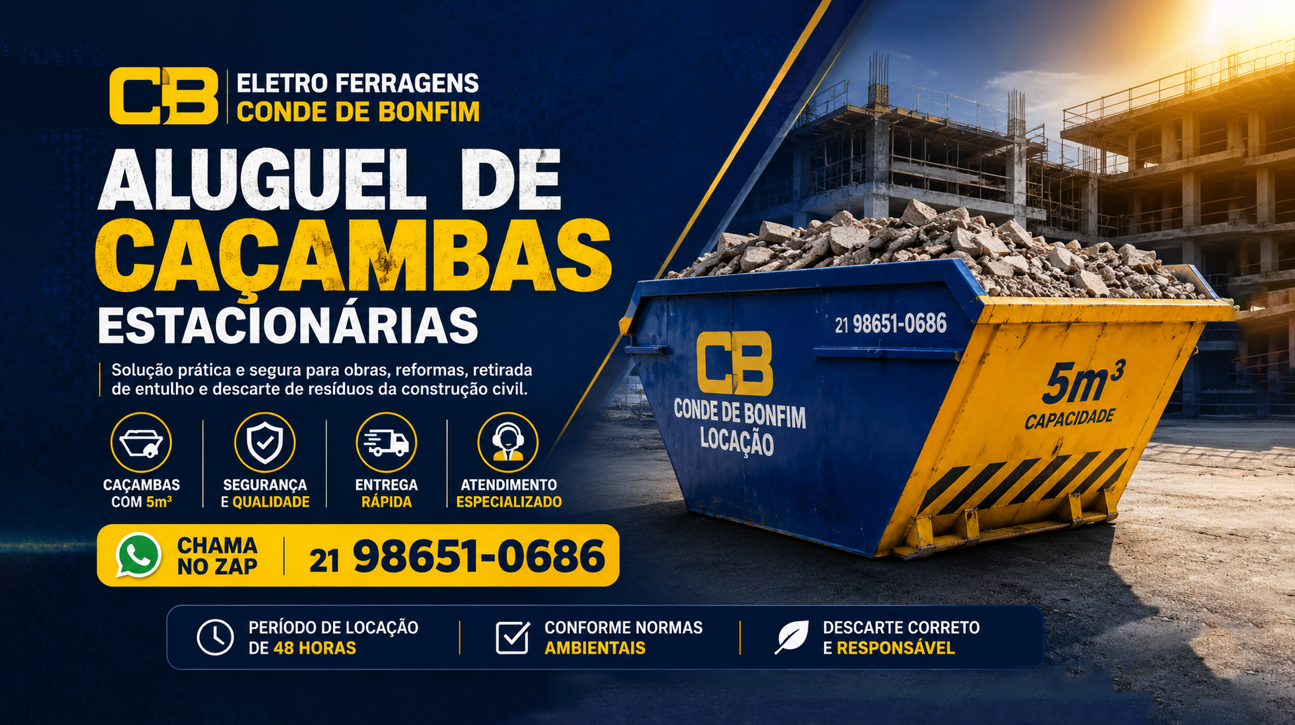 Aluguel de caçambas estacionárias no Rio de Janeiro